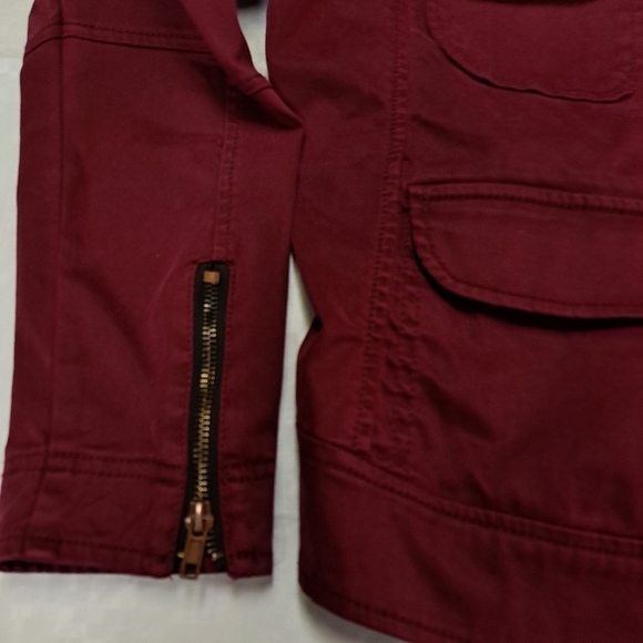 ANTHROPOLOGIE Sanctuary Military Moto Field Jacket Burgundy - Picture 13 of 16